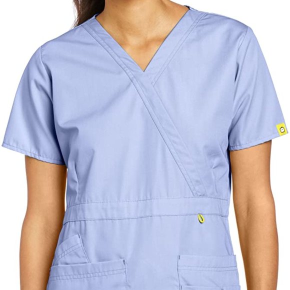 WonderWink Women's Scrubs Peek-A-Boo Top, Ceil Blu - Picture 1 of 1
